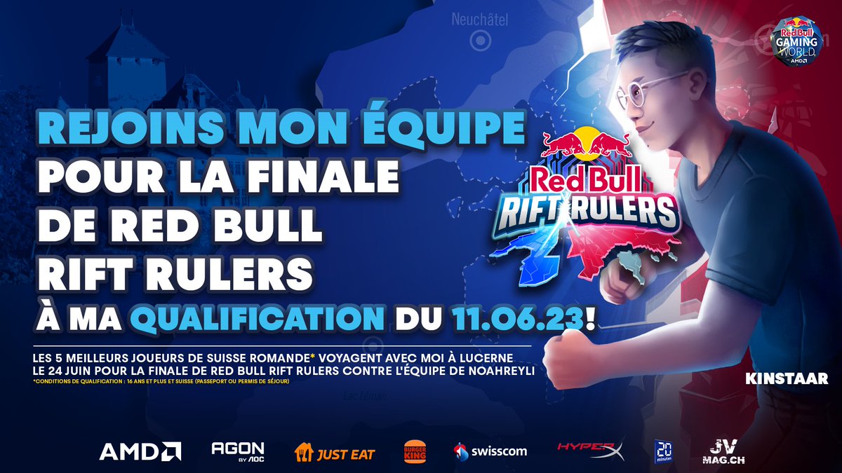 Venez vous inscrire pour la qualif' de l'évent RedBull Rift Rulers. Le TOP4 rejoint mon équipe en LAN à Luzern😎

🔴Fortnite, Zero Build, Solo | 11 juin 15H-18H
War Legend: wls.ac/XVqX64sEiG
Discord: discord.gg/9z8hEH6qY7
<a href="/RedBullCH/">Red Bull Switzerland</a> #redbullriftrulers

Cast sur mon LIVE !