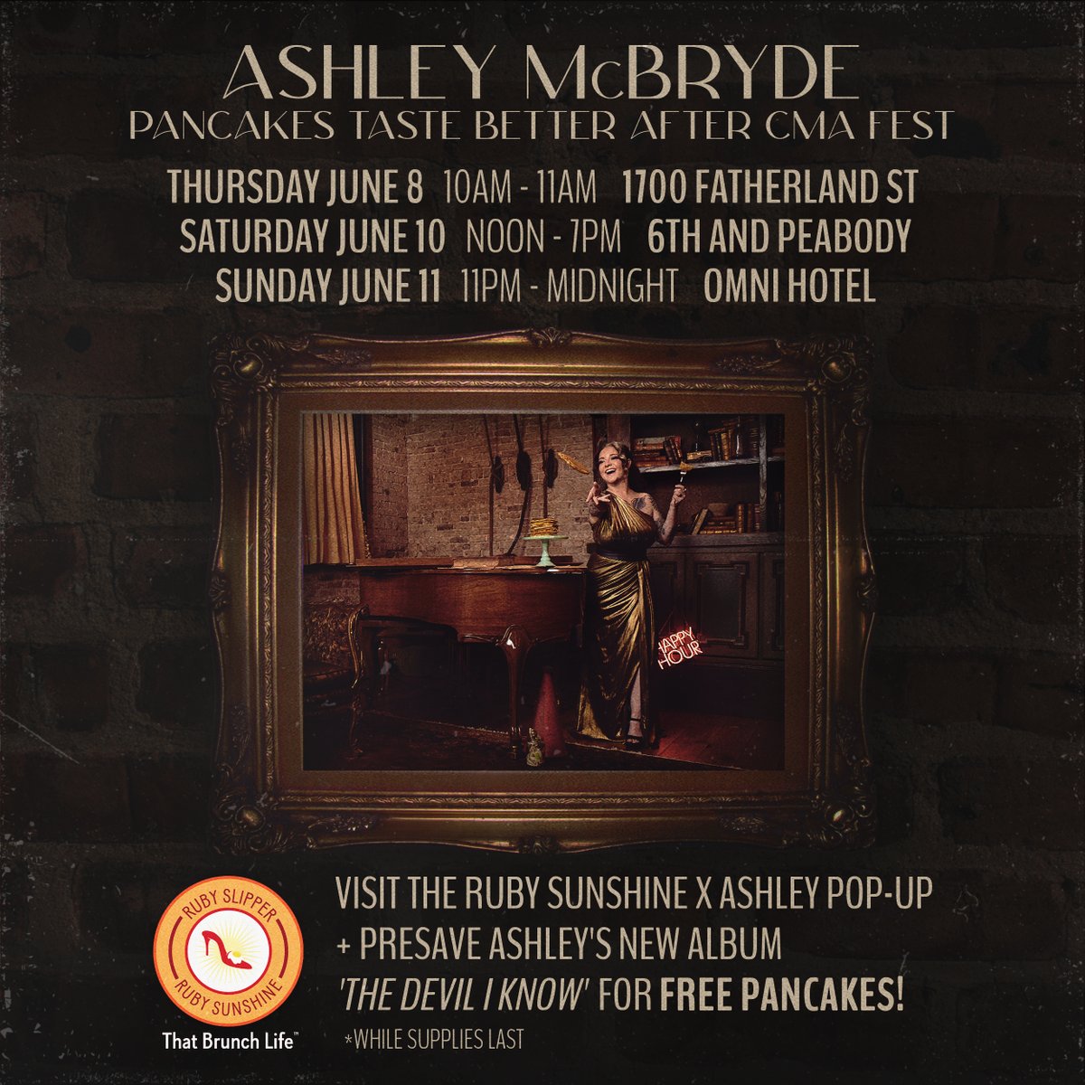 AshleyMcBryde's tweet image. Pancakes just taste better at #CMAfest 🥞
#RubySunshine
