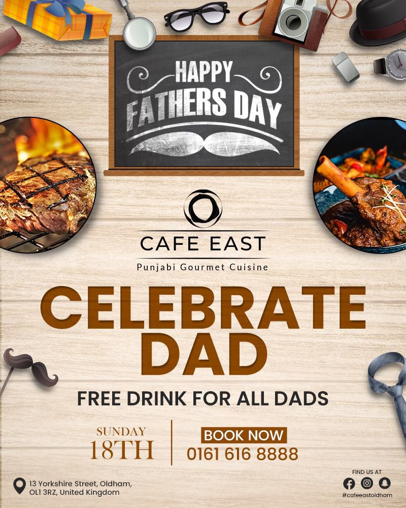Spoil Dad this Father's Day 💙
Treat him to our extensive menu on Sunday 18th June so he can indulge in all his flavoursome favourites, surrounded by the people he loves. 🥰

BOOK YOUR TABLE NOW📞
0161 616 8888
#HappyFathersDay #cafe #bestcafe #oldham #restaurant #cafeoldham