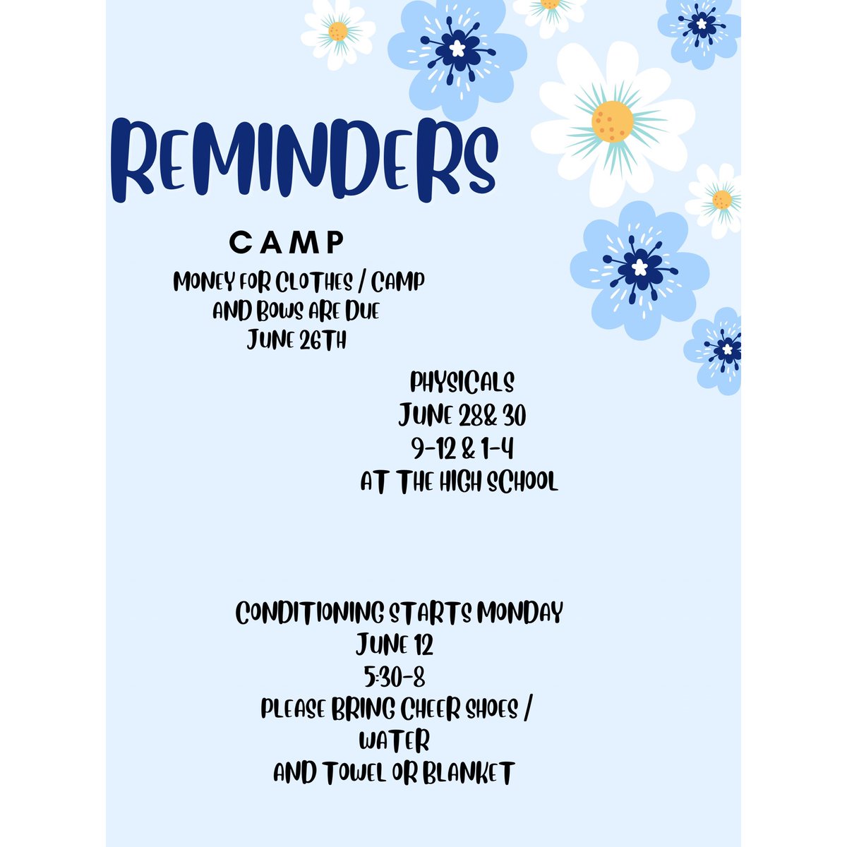 CheerNWHS's tweet photo. Reminders 💙 https://t.co/ETobbbC32D