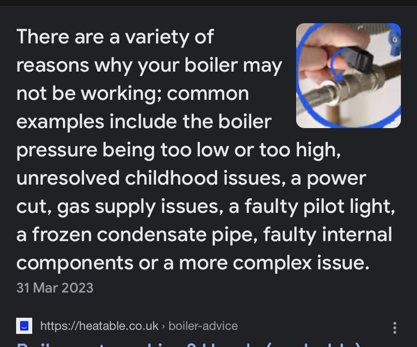my boilers stopped working, must be from its unresolved childhood issues