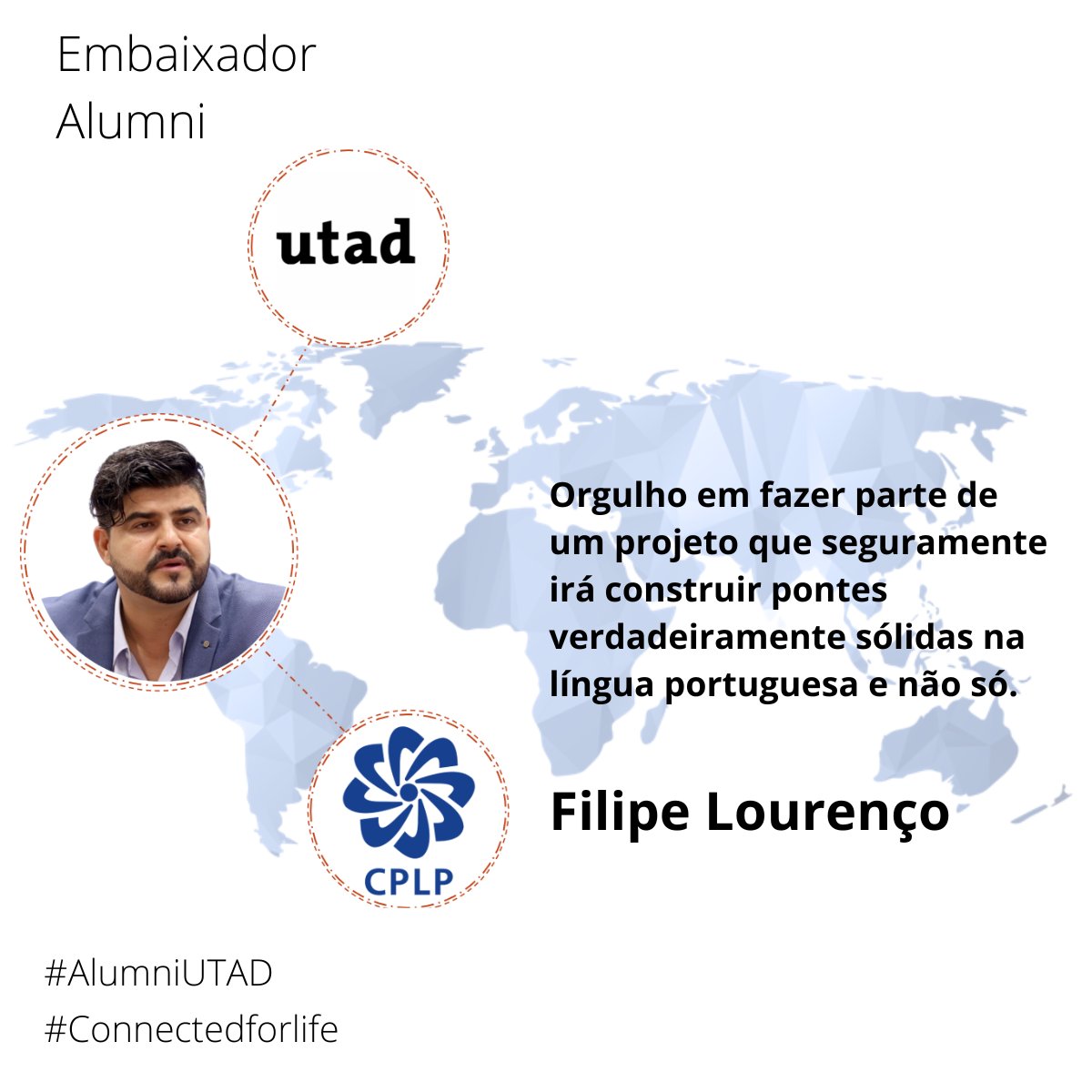 UTAD_oficial's tweet photo. Mestre em Engenharia Civil pela UTAD e Presidente  da União de Jovens Empresários e Empreendedores da CPLP, Filipe Lourenço é o novo Embaixador Alumni da UTAD. 
 #AlumniUTAD #Connectedforlife #Lifelongconnections https://t.co/rTWNGS4HAq