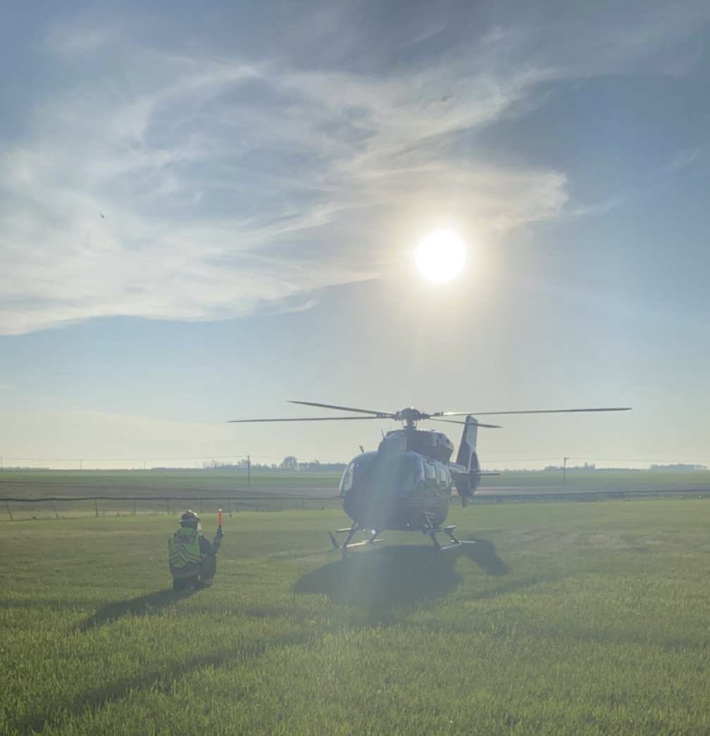 CoryDean88's tweet photo. One of the most honourable calls that we get dispatched for is a Stars Landing. The opportunity to work with these professionals is like no other. They are truly the Angels of the Sky! We are very fortunate to have the @STARSambulance service in SK. https://t.co/rZ8jbDEMCU