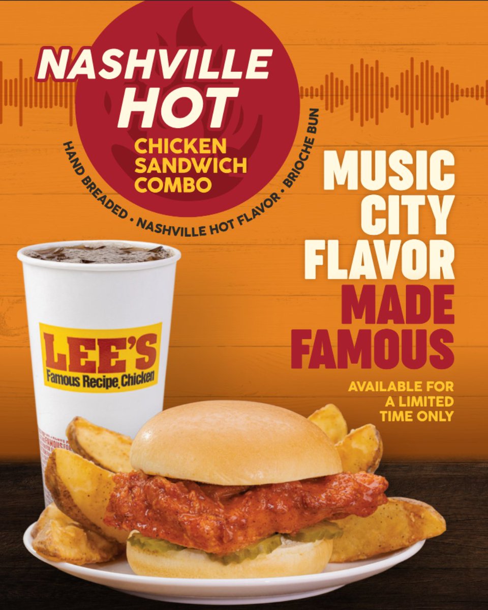 LeesFamousChick's tweet photo. ARE YOU READY, FAMOUS FAM?! Turn up the heat with our NEW Nashville Hot Chicken Sandwich Combo! We're bringing Nashville flavor to your hometown! 🔥

*At participating locations only

#LeesFamousRecipeChicken #LeeCummings #LeesChicken #FamousRecipe #ColonelSanders... https://t.co/QEzhoHliZE