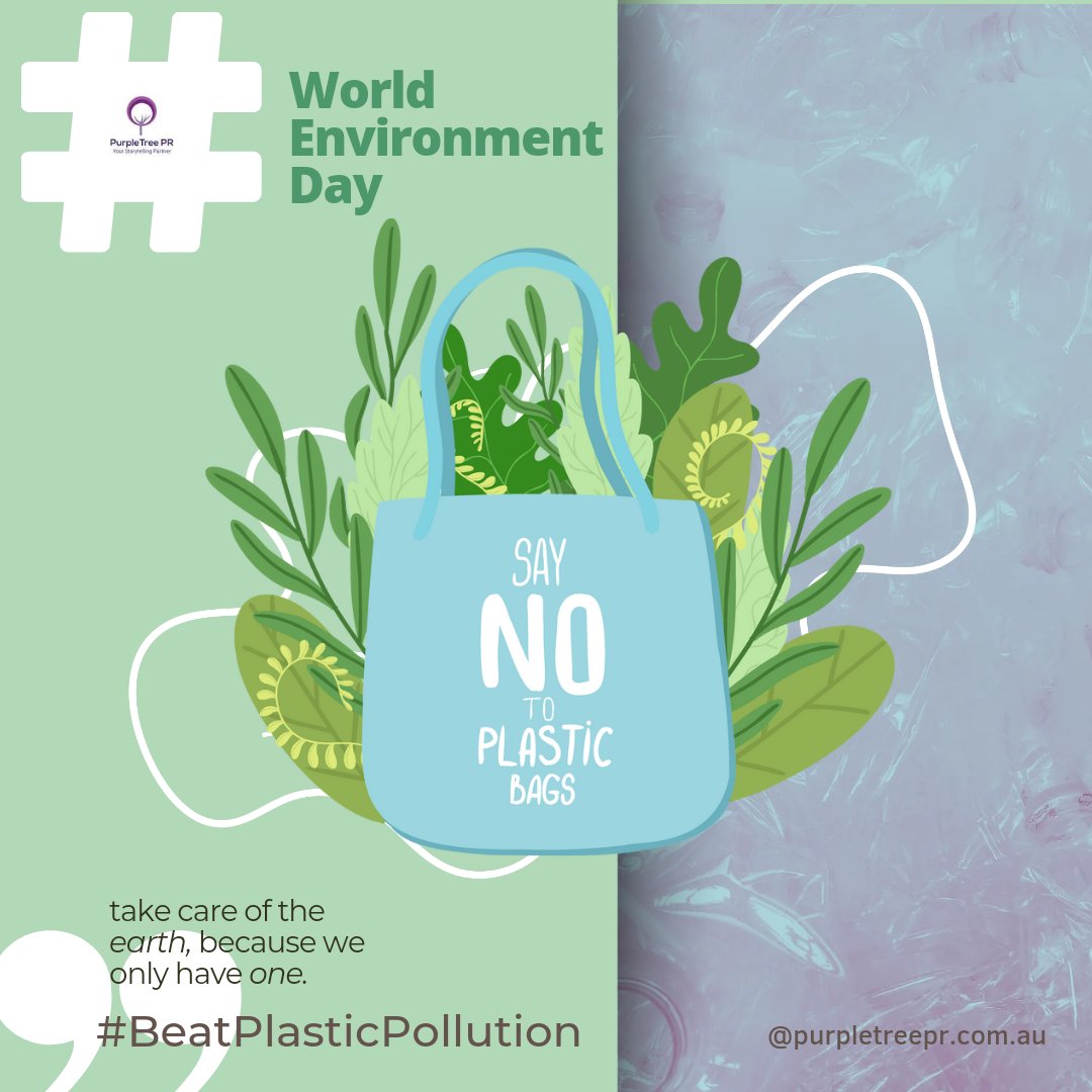 PurpletreePr's tweet photo. Happy World Environment Day! 🌍💚
At PurpleTree PR, we're committed to protecting our planet and taking positive action towards a happier, healthier, and more sustainable world. 
Let's pledge to #BeatPlasticPollution and make a change for the better today! https://t.co/58iFauADMZ