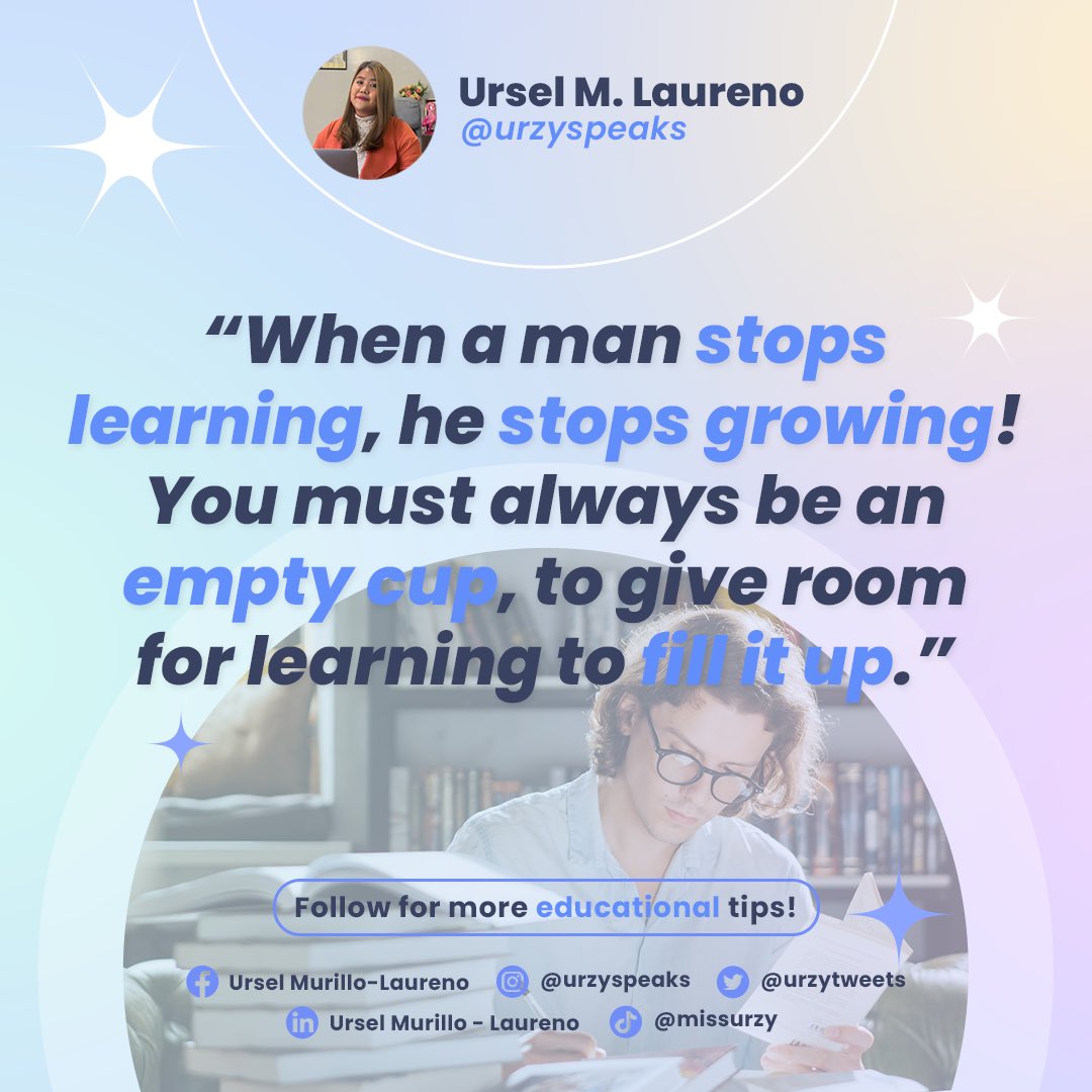 When a man stops learning, he stops growing! You must always be an empty cup, to give room for learning to fill it up! 

For more educational tips, please follow and subscribe ⬇️⬇️⬇️

#urzyspeaks #educationaltips #EdFolio #SkoolTek #BBAi #NextLevelLearning