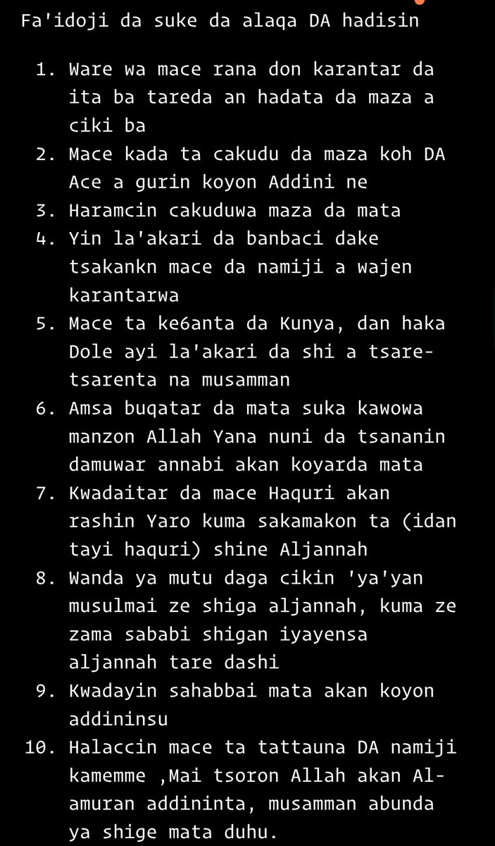 saad_saerd's tweet photo. MADOGARAR MACE 
(Hadisai 100 da suka shafi mace) https://t.co/REFQV5cgxl