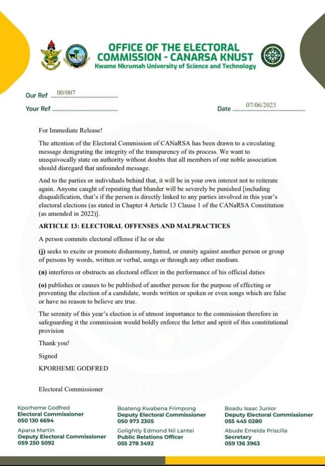 CANaRSA ELECTORAL COMMISSION tweet media