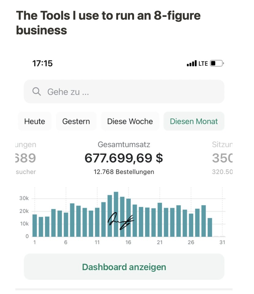 The Tools I use to run an 8-figure business. 

I made a FULL GUIDE on all of them in a Notion

Like, RT, and comment “Notion” and I’ll DM it to you for FREE

(must be following me or I can't send it)