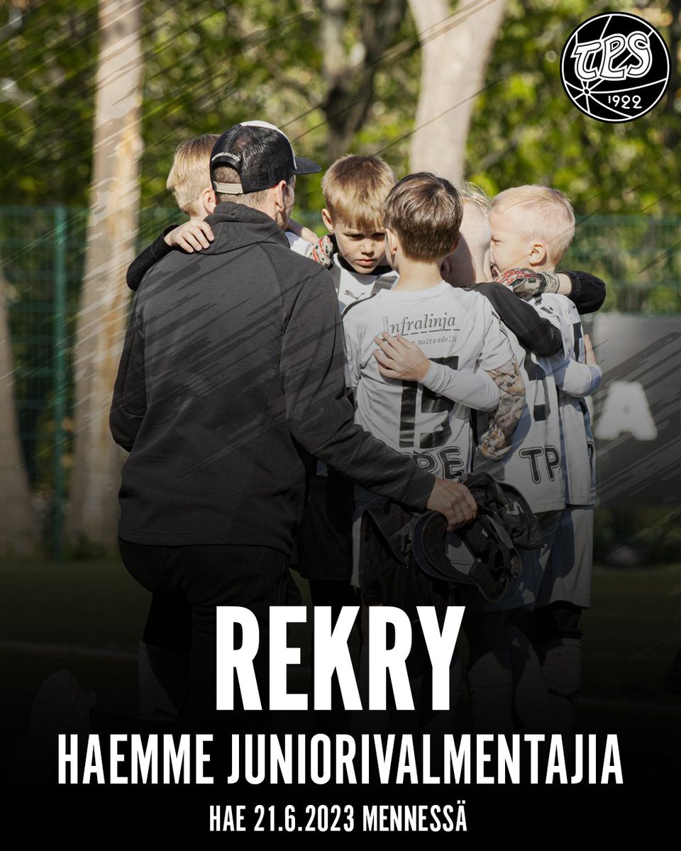📢 REKRY: JUNIORIVALMENTAJA

Haemme TPS:n juniorijoukkueisiin ensi kaudelle uusia valmentajia. Lue lisää TPS:n kotisivuilta ja hae juniorivalmentajan tehtävään 21.6.2023 mennessä.

➡️ fc.tps.fi/fi/uutiset/rek…

#FCTPS #jalkapallo #junnufutis #valmennus #Turku #TKOMV #rekry