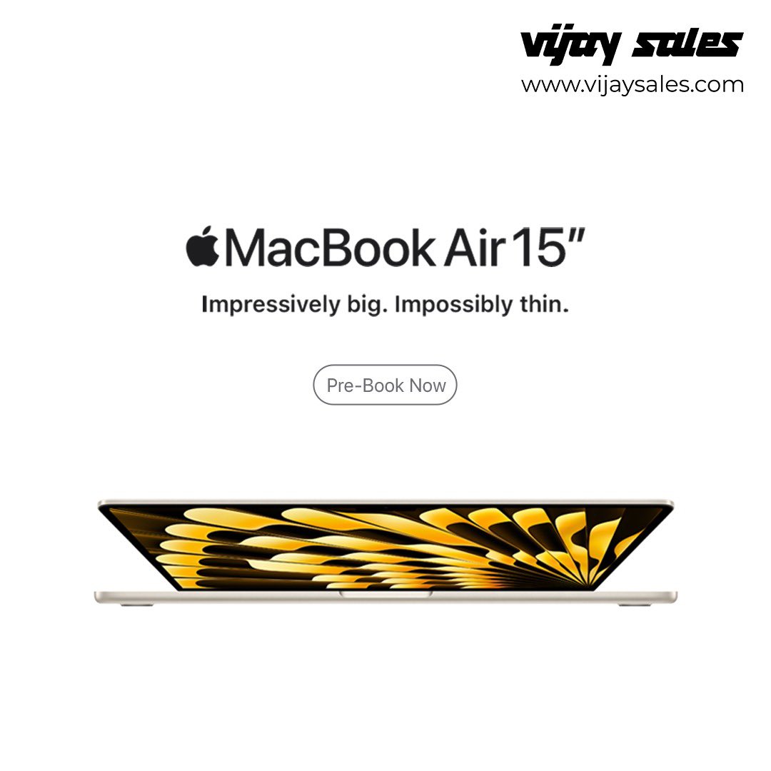 VijaySales's tweet photo. Amplify your creativity and productivity with the sleek and powerful MacBook 15.
Pre-book your ultimate work companion now, at Vijay Sales store near you or visit https://t.co/wfmtGTyhW1
#VijaySales #MacBook15 #PowerhousePerfection https://t.co/2qJN73yMqn