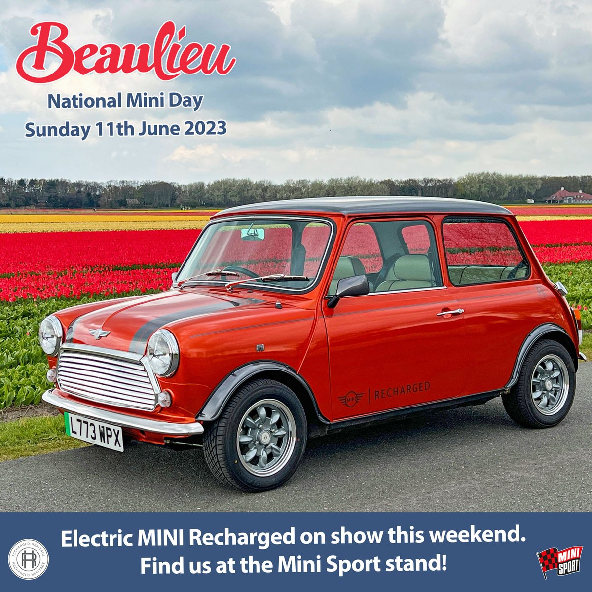 RechargedH's tweet photo. Join us at National Mini Day this weekend and see the electrifying MINI Recharged!⚡️

The 100% electric vehicle, built by Recharged Heritage will be at the Mini Sport stand on Sunday 11th June at Beaulieu!

📍 Mini Sport Stand, National Mini Day, Beaulieu
🗓️ Sunday 11th June 2023 https://t.co/MwilcXEGqz