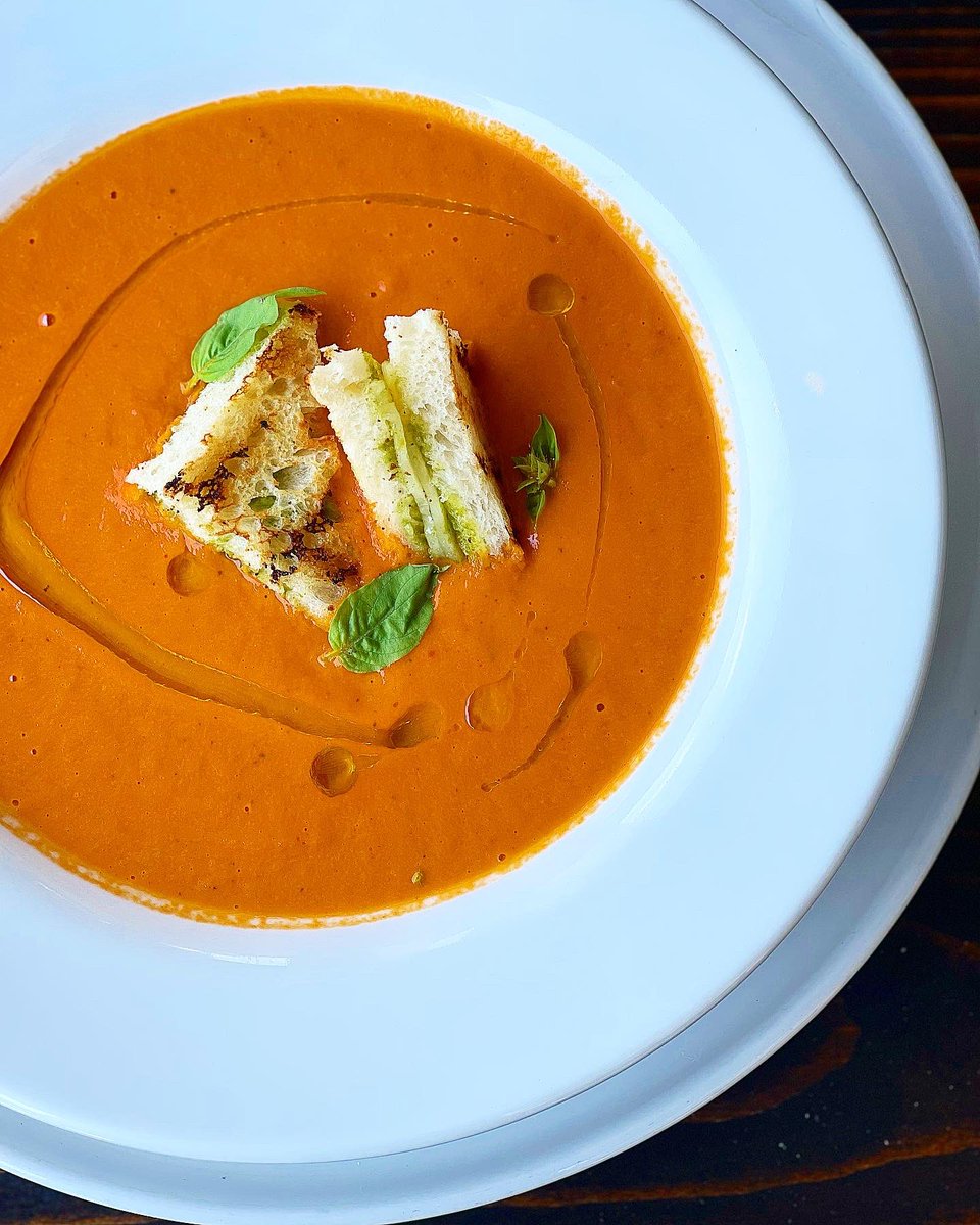 Creamy Heirloom Tomato Soup with Pesto Grilled Cheese 
#theanvilpubandgrill #tistheseason