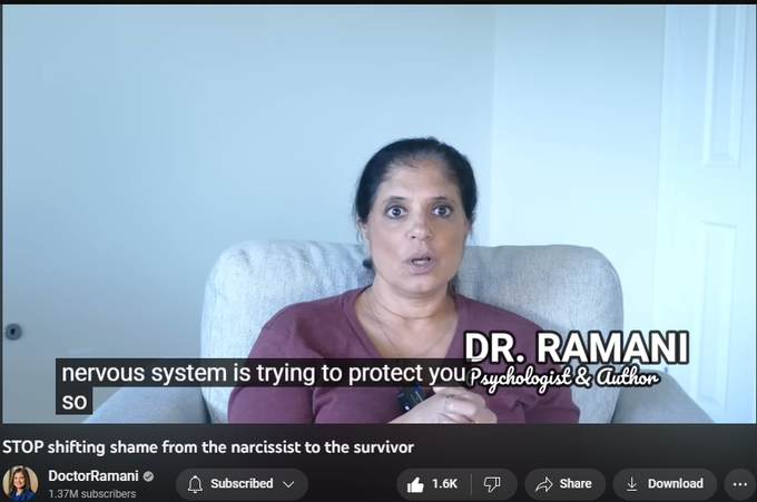 STOP shifting shame from the narcissist to the survivor
https://www.youtube.com/watch?v=9n9rqUoadWc