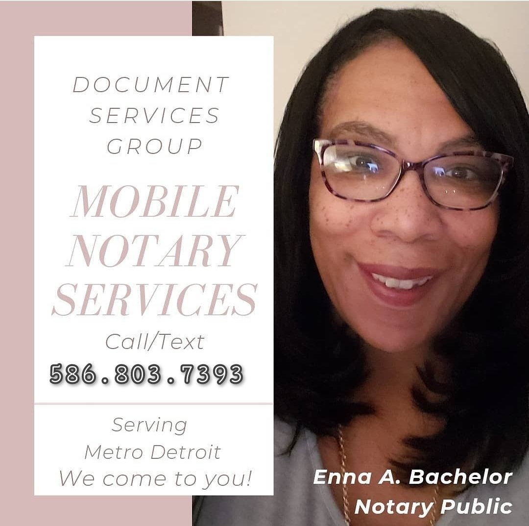Call or text 586.803.7393 for mobile notary services in Metro Detroit. We travel to your location! #notary #notarypublic #mobilenotary #wecometoyou #Detroit #MetroDetroit