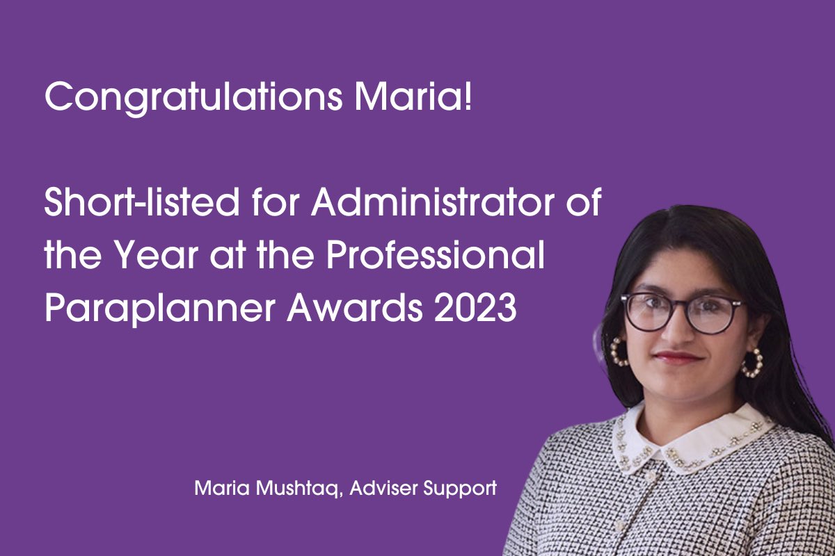 Congratulations to Maria for being shortlisted in the <a href="/ProfParaplanner/">Prof Paraplanner Mag</a> Awards 2023, you’re already a winner to us! Good luck on 19th July when the winners will be announced. #financialplanning #paraplanning