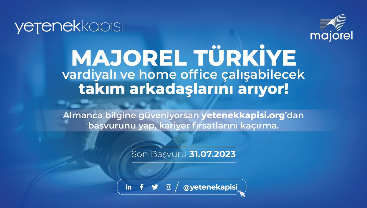 Majorel’de çalışmanın tam zamanı!

@majorel_global Almanca bilen genç yeteneklerini arıyor. Hemen yetenekkapisi.org üzerinden kaydını tamamla, bu fırsatı kaçırma. @tccbiko 

🗓 Son Başvuru: 31 Temmuz 2023
🔗 yetenekkapisi.org