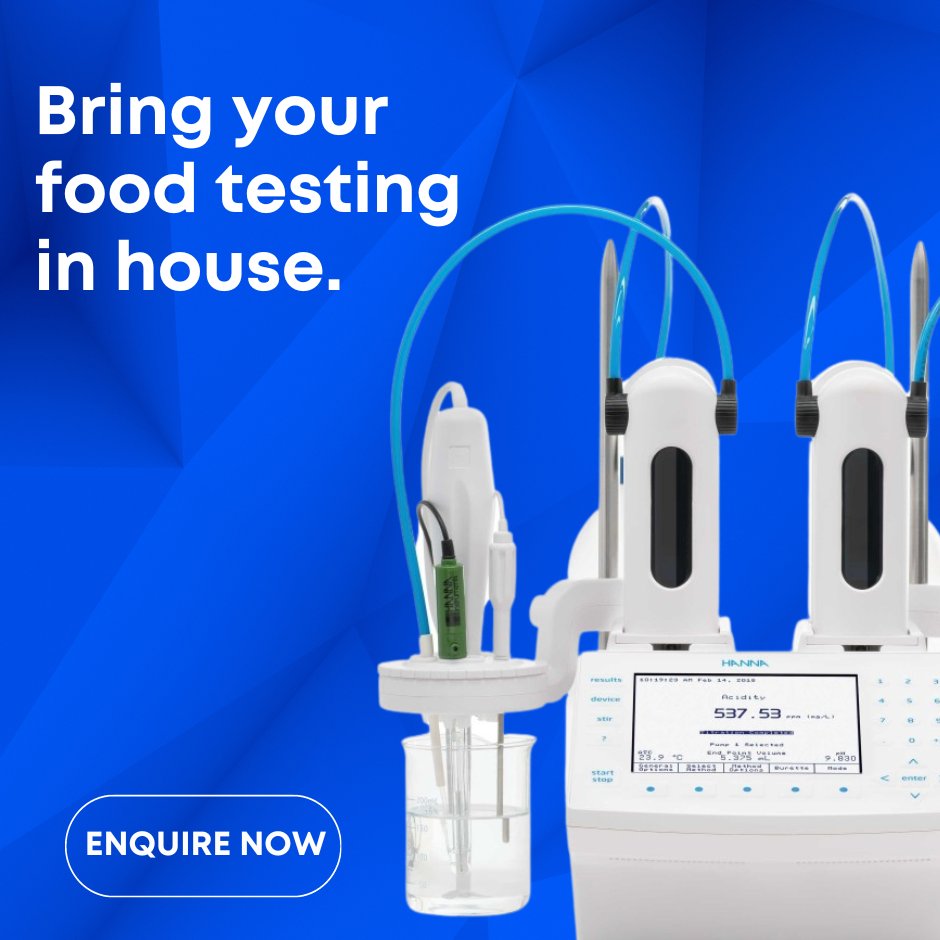 HannaInstUK's tweet image. Ready to take control of your food testing?🧪 Working with a third-party for your sample analysis has its set of challenges. Eliminate the obstacles with an Automatic Titrator.
👉Learn more, hubs.la/Q01R_tWV0...

#hannainstruments #labequipment #foodquality #foodsafety