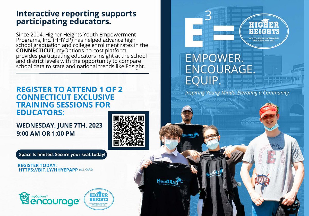 HHYEP_'s tweet photo. Calling CT Educators, Counselors, &amp; Admins! #HHYEP launches FREE Career &amp; College Planning App for CT students &amp; educators! Join a virtual training session TODAY &amp; equip your 9-11 graders w/ valuable tools.💪🌟 https://t.co/bHSD9lnM11
#wearegoingHigher
@American_CAC @myOptionsOrg https://t.co/2M9NhLhf4g