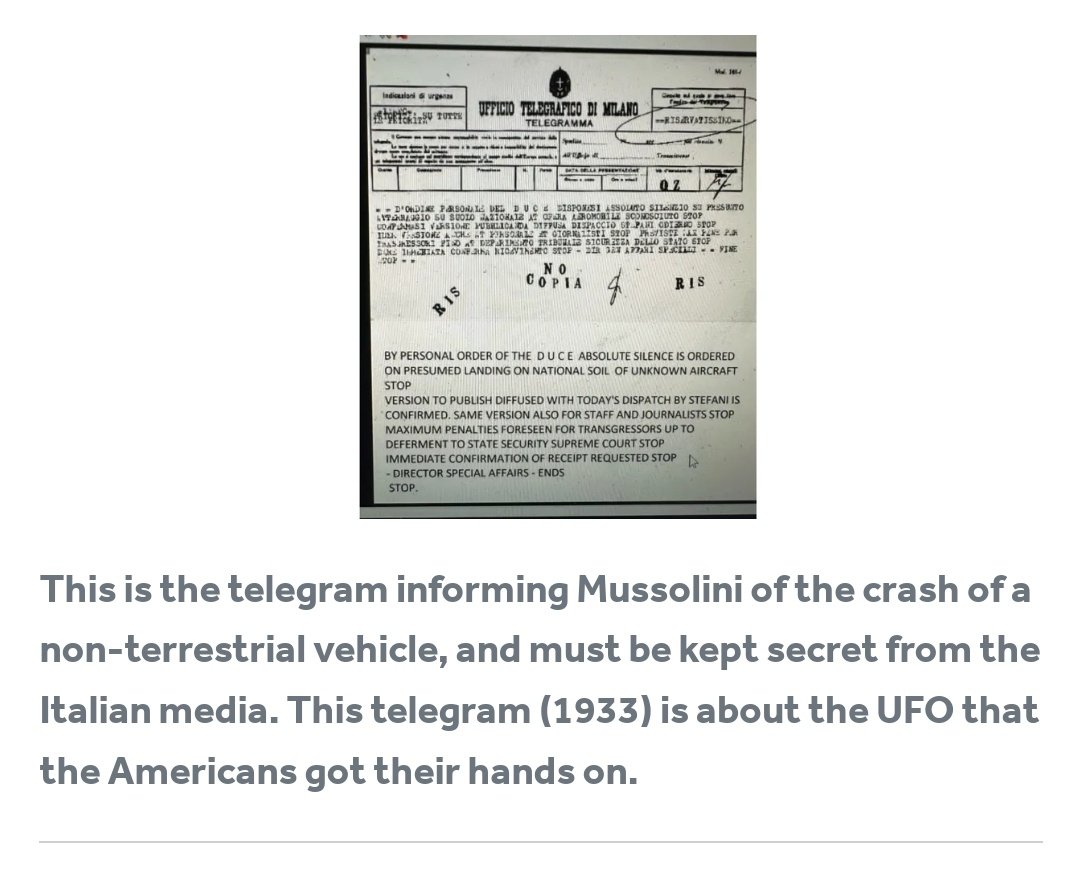 RobertSkvarla's tweet image. lol they&apos;ve uncovered Mussolini&apos;s UFO