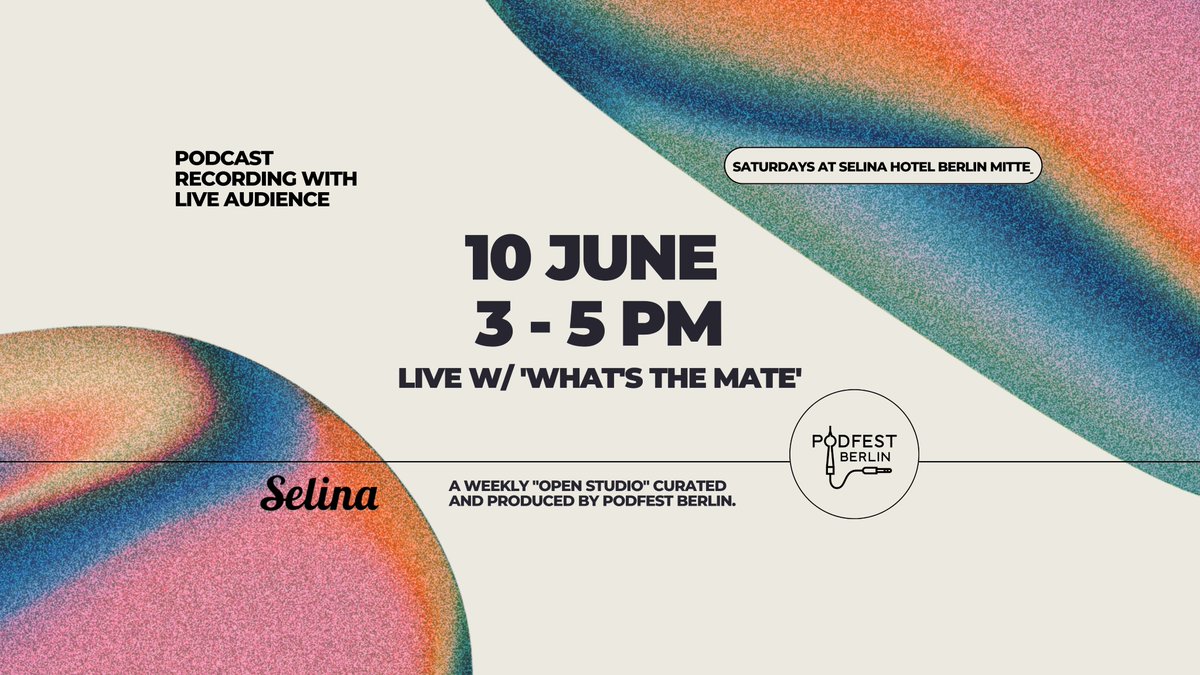Join <a href="/whatsthemate/">What's The Mate?</a> for a LIVE podcast recording as part of the #PodfestBerlin x <a href="/SelinaHotels/">Selina</a> Open Studio series THIS Saturday. ft. storytelling and improv comedy from <a href="/JulzJoubert/">Julia Joubert</a> and her four incredibly talented guests. Register here: podfestberlin.com/event-details/…