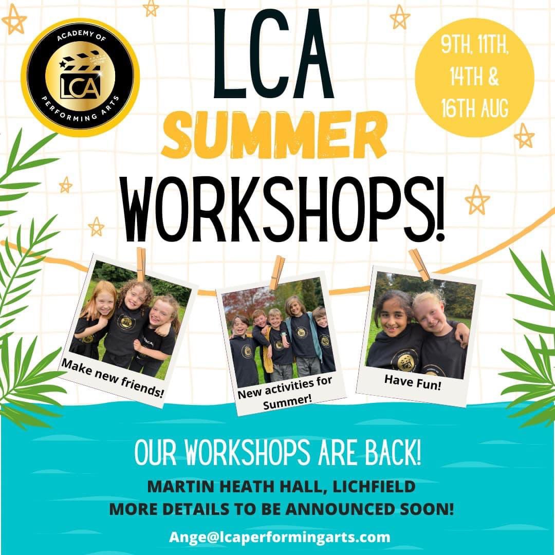 Our Academy holiday workshops are back with a twist this Summer. Workshops are open to everyone not just LCA students. Further details and booking will be launched soon.  #Lichfield #Staffordshire #SchoolHolidays
