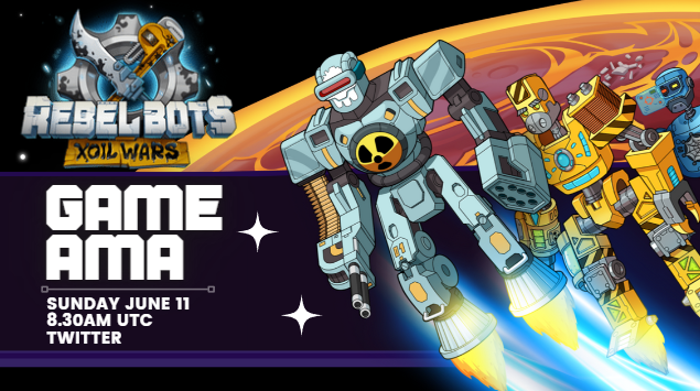 REBEL_BOTS's tweet photo. ⌚Shine up your rocket boots and get ready for the next AMA🚀

🔥Beta AMA on June 11th @ 8:30 AM UTC here on Twitter.

🤖See you all there🤖 https://t.co/YnkGysWVbP