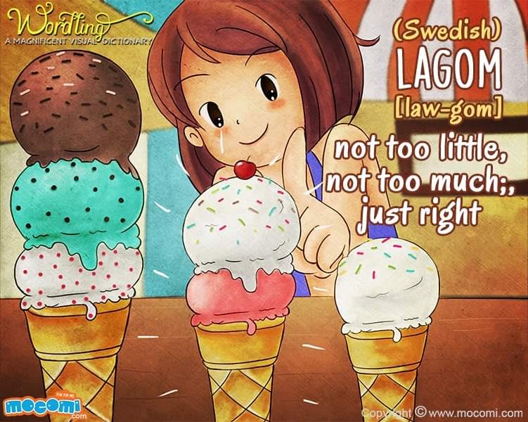 MocomiKids's tweet photo. Lagom means neither too much, not too little, but just right, somewhere in the middle.
Learn more about this word here https://t.co/w6VuTELMLv
#ChocolateIceCreamDay #ChocolateIceCream #Lagom #Swedish #JustRight #VisualDictionary #Wordling #MocomiKids https://t.co/yAoJ6k5Vkl