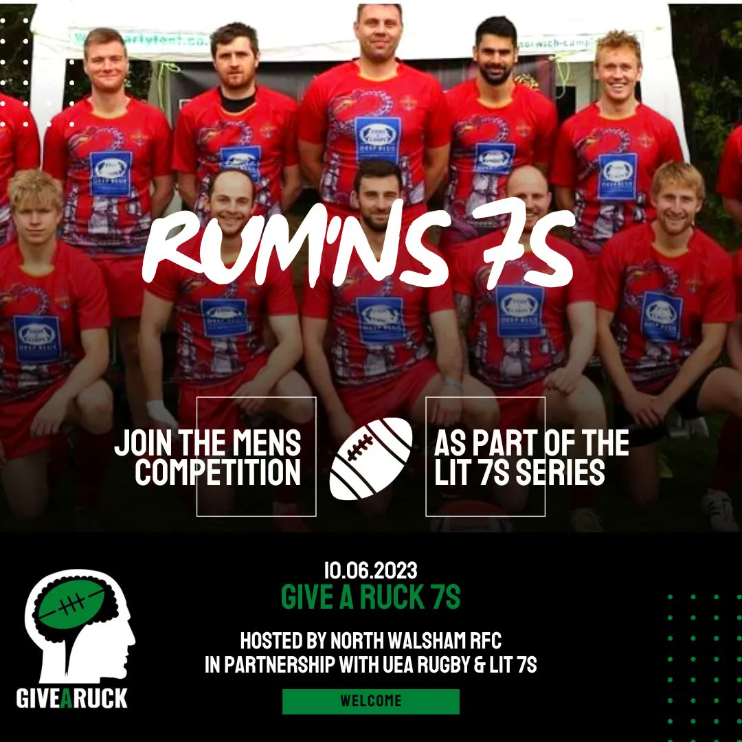 TEAM ANNOUNCEMENT 🎺 

Rum'ns will be joining the mens competition! 
Good luck gents, we hope you have a great day of rugby! 
You can support all the teams &amp; help raise vital funds to help raise awareness of mental health in rugby by joining us for the day (£5 entry)
<a href="/rumns7s/">RUM'NS</a>