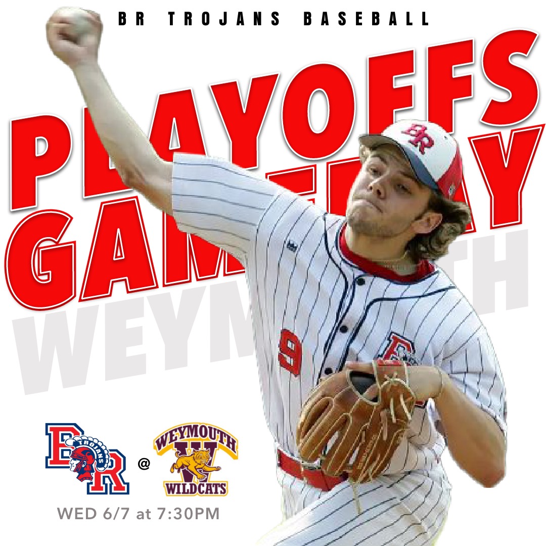 TrojansDiamond's tweet photo. Tonight! Round 2 of the D1 MIAA Baseball Tournament. Sweet 16! First Pitch 7:30pm at Weymouth, Libby Field. Be there! Let's Goooooo! @BR_RedNation14 #WeAreBR @BRRHSBaseball @BR_Athletics_MA @FOBRA_MA @BrocktonSports @GlobeSchools @sports_ledger https://t.co/wANnxWD6iF