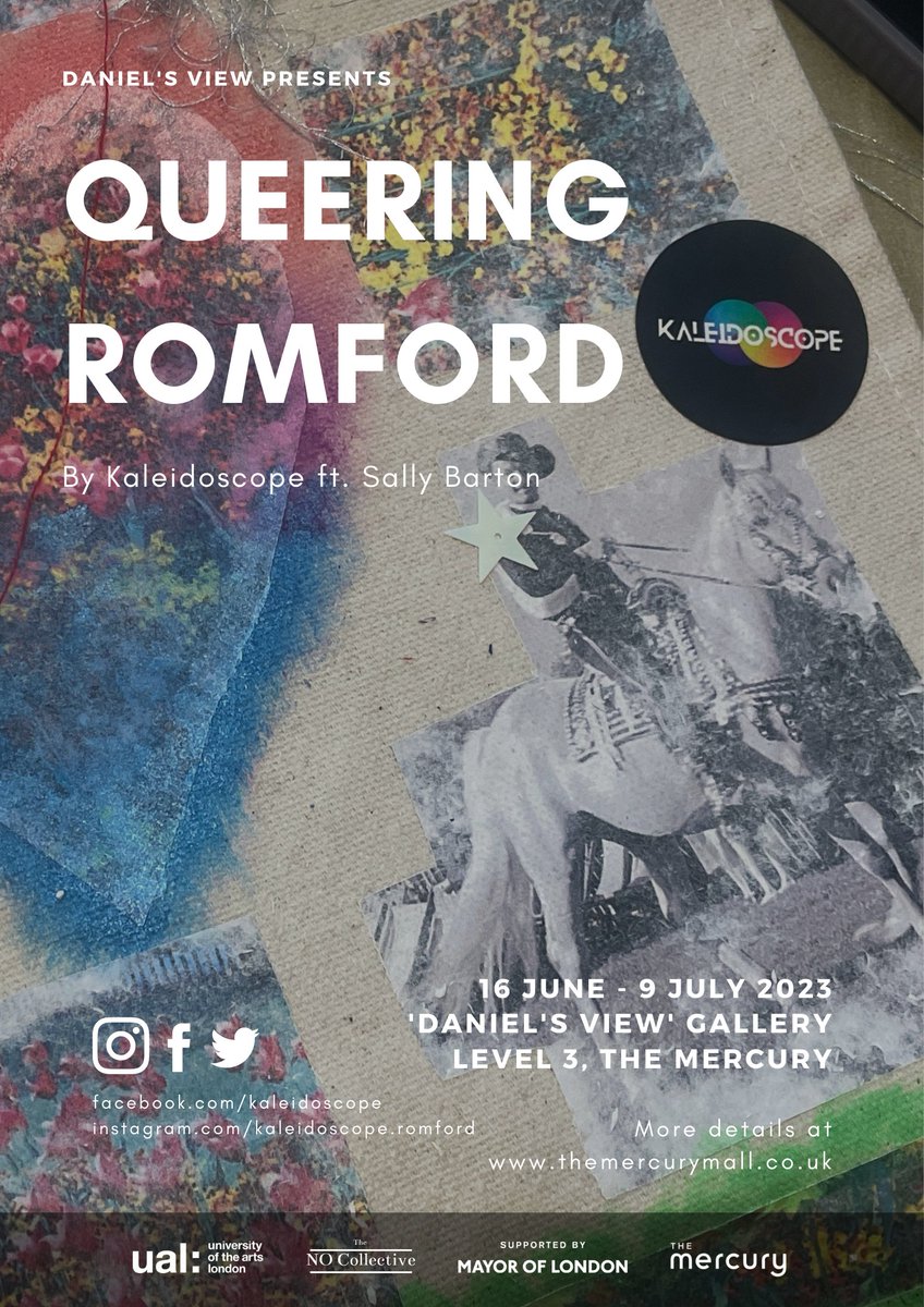 'Queering Romford' is a collaborative artwork, produced by local LGBTQIA+ identifying.

A private view for the exhibition launch will be held on June 16th. If you are interested in attending, contact: kaleidoscoperomford@gmail.com