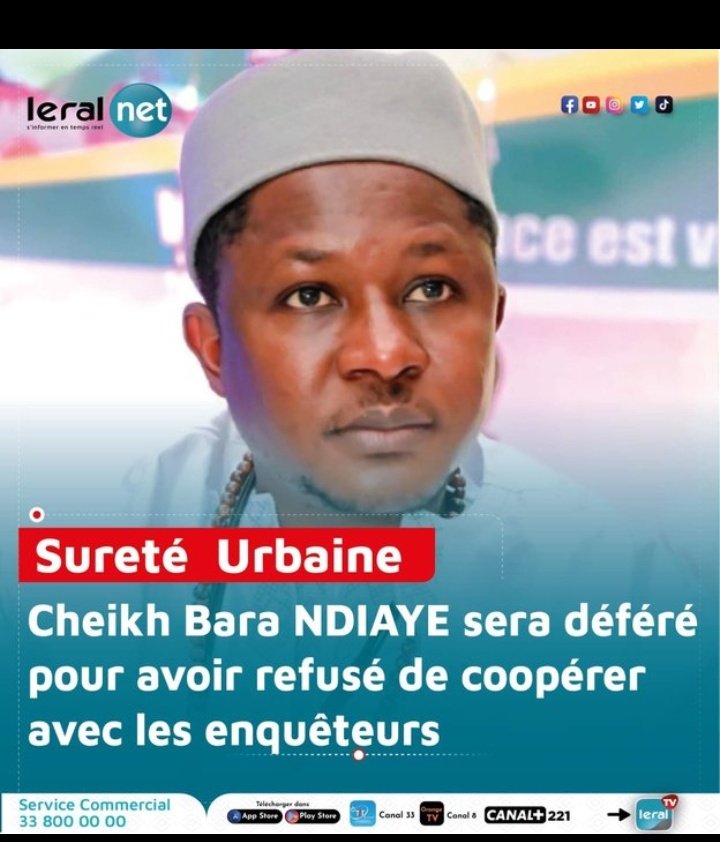DameTague1's tweet photo. Cheikh Bara Ndiaye a ��té placé en garde à vue pour appel à l'insurrection,  actes ou manœuvres de nature à porter atteinte à la sécurité publique ou à occasionner des troubles politiques graves

Libéré #cheikhbarandiayeCheikh Bara Ndiay💙 #FreeSeneagal #MackyDemissionne https://t.co/LEAlPofl1e