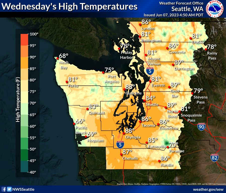 NWS Seattle on Twitter "Another warm and dry day today with afternoon