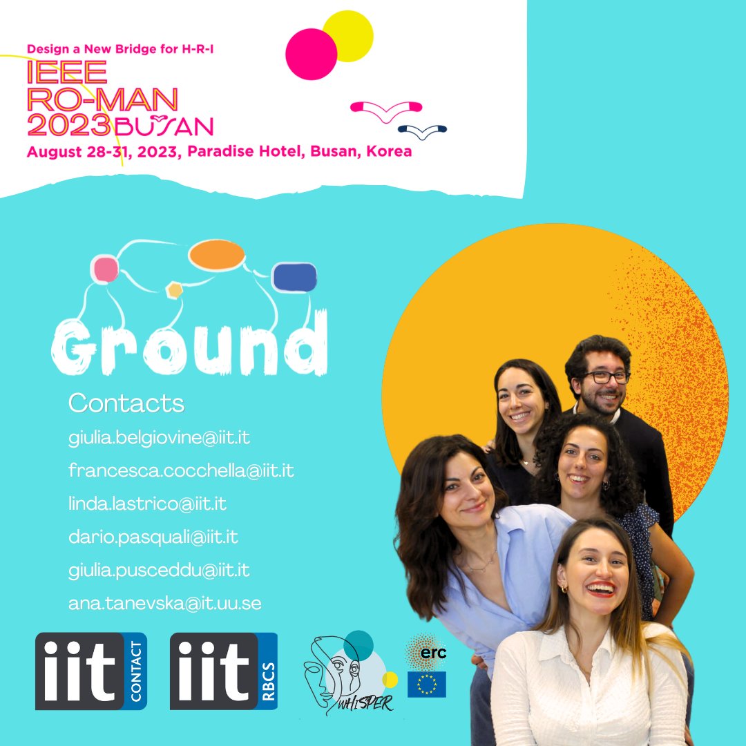 (1/2) Curious or expert about #robots 🤖 interacting and adapting to groups of people 👥?

Join us at the 1st #workshop in "advancing GROup Understanding and robot’s aDaptive behavior" (GROUND) at <a href="/ieeeroman/">RO-MAN 2025</a> 2023, in Busan 🇰🇷 and online!
🔗 lnkd.in/dyXZdjGE

<a href="/IITalk/">IIT</a>