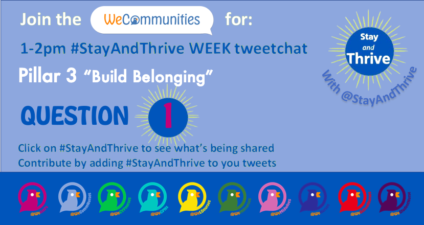 WeNurses's tweet photo. Please share your thoughts on 

#StayAndThrive week > PIllar 3, QUESTION 1

"How would you describe what it feels like to belong somewhere, be it where you live or work?"

Adding #StayAndThrive to your replies, please. https://t.co/DP2EhMGMYK