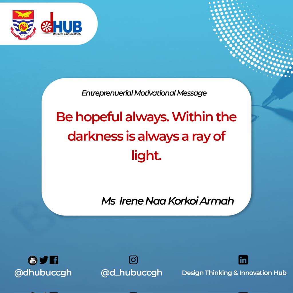 As an entrepreneur you need to stay motivated always. 
#dhubucc #dhub #innovation #businessdevelopment