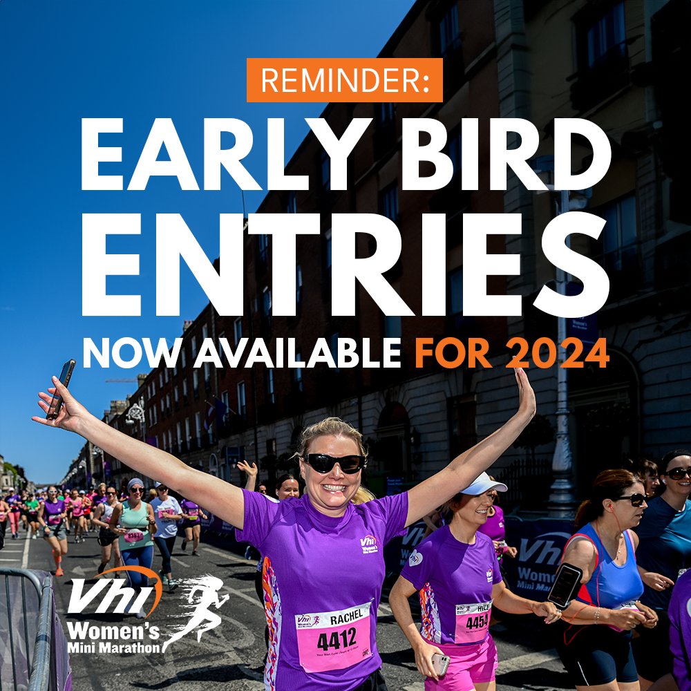 DON'T FORGET: you can now sign up today to avail of our special 2024 Early Bird offer, available from now until Sunday 18th June only! Tickets €30 plus postage. Visit buff.ly/3Cf3sPW 😁 #VhiWMM #ForMeForYou #vhiwomensminimarathon #Dublin #Ireland #10k #minimarathon