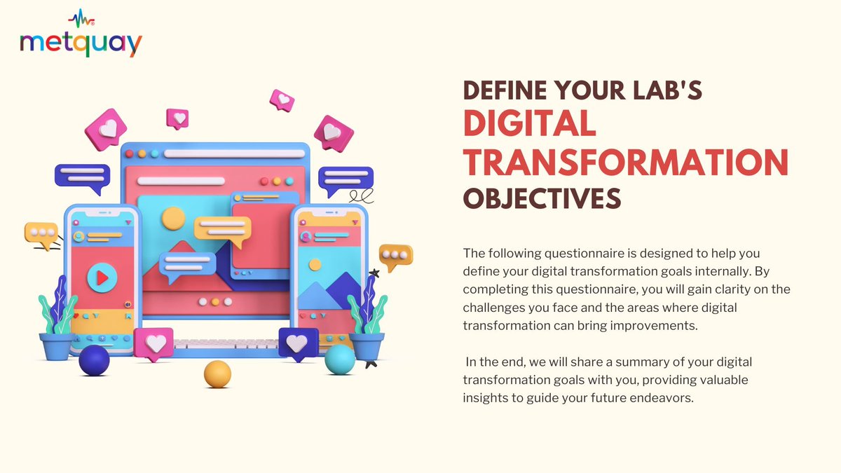 Discover your lab's digital transformation objectives! Take our questionnaire to define challenges, gain clarity, and unlock remarkable improvements. #DigitalTransformation #LabImprovements #Questionnaire#metquay
hubs.la/Q01SDqq20