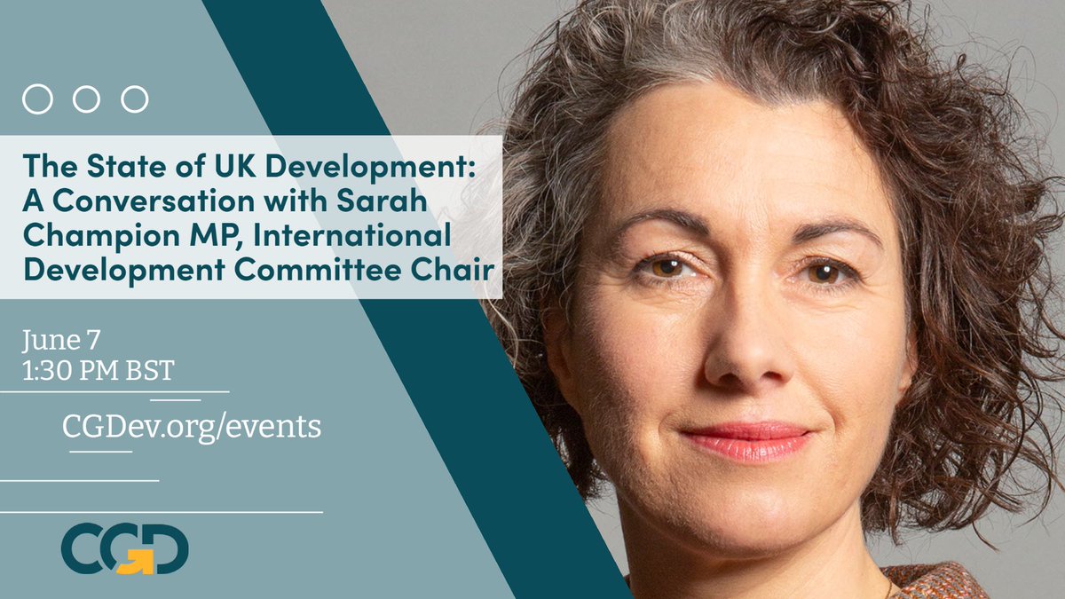 Center for Global Development (@cgdev) on Twitter photo ⏰ HAPPENING SOON: Join <a href="/CGDev/">Center for Global Development</a> for a conversation with <a href="/UKLabour/">The Labour Party</a>'s <a href="/SarahChampionMP/">Sarah Champion</a> on the UK’s role in international development
Register here ⬇️
cgdev.org/event/conversa… ⏰ HAPPENING SOON: Join <a href="/CGDev/">Center for Global Development</a> for a conversation with <a href="/UKLabour/">The Labour Party</a>'s <a href="/SarahChampionMP/">Sarah Champion</a> on the UK’s role in international development
Register here ⬇️
cgdev.org/event/conversa…