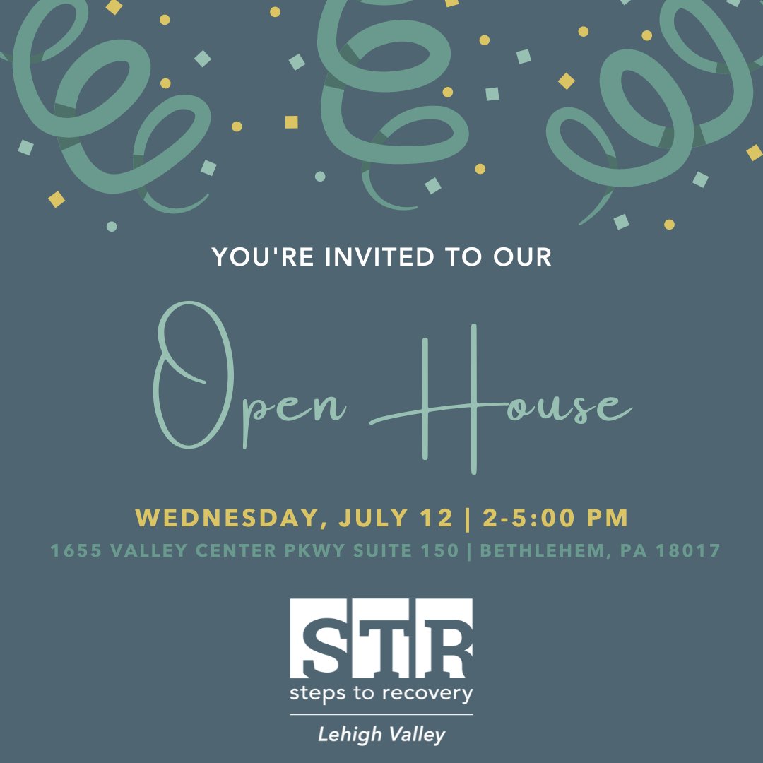 Save The Date: Please join us for our Steps to Recovery-Lehigh Valley Open House Event! Learn more and register here: hubs.li/Q01Rf4pm0

#stepstorecovery #addictiontreatment #mentalhealthtreatment #behavioralhealth #mentalhealthprofessionals