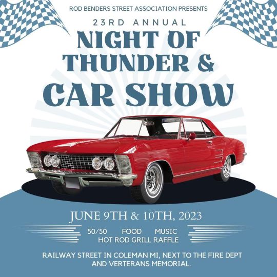 Travel to Coleman, MI this Friday and Saturday for the 23’rd annual Night of Thunder and car show! Be sure to stop by @leahskornerkafe  and have an excellent meal and say hi. #traveldestination #homecookedmeals #supportlocal #locallysourced #restaurantimpossible