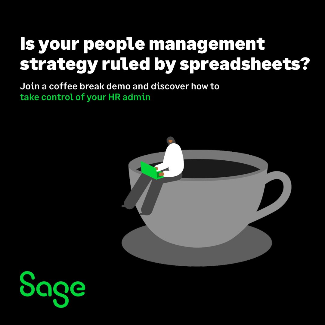 Looking to ditch the spreadsheets and have all your #HR admin in one place?

Grab a free coffee on us and get a 30-minute demo of Sage HR, followed by a live Q&amp;A with our experts.

Find out more - 1sa.ge/fbSL50OHHUW