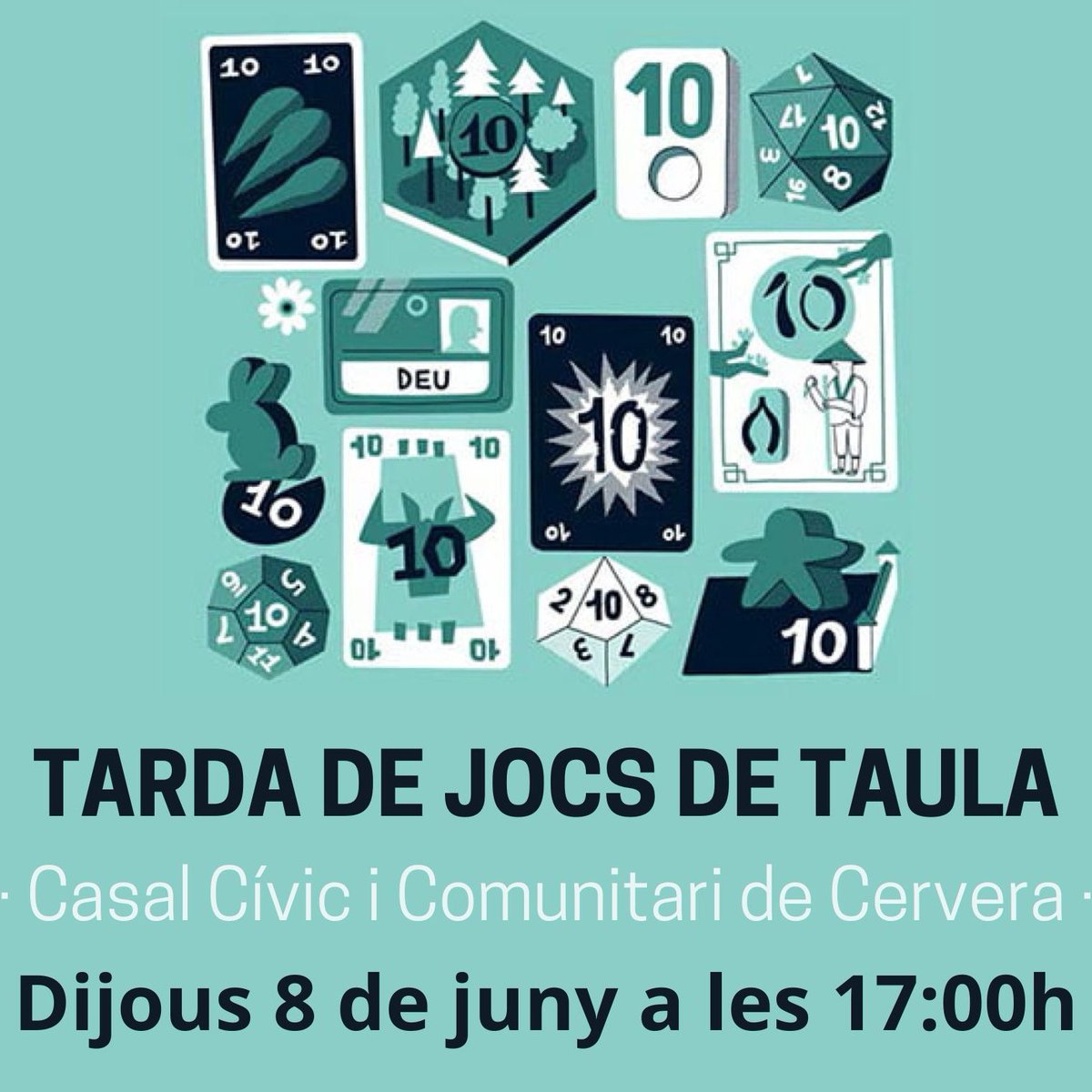 Que mai faltin els jocs de taula a les biblioteques! Veniu el proper dijous al Casal Cívic a jugar-hi. <a href="/paeriacervera/">Paeria de Cervera</a> <a href="/ccsegarra/">Consell Comarcal de la Segarra</a> <a href="/bibliotequescat/">Biblioteques</a>