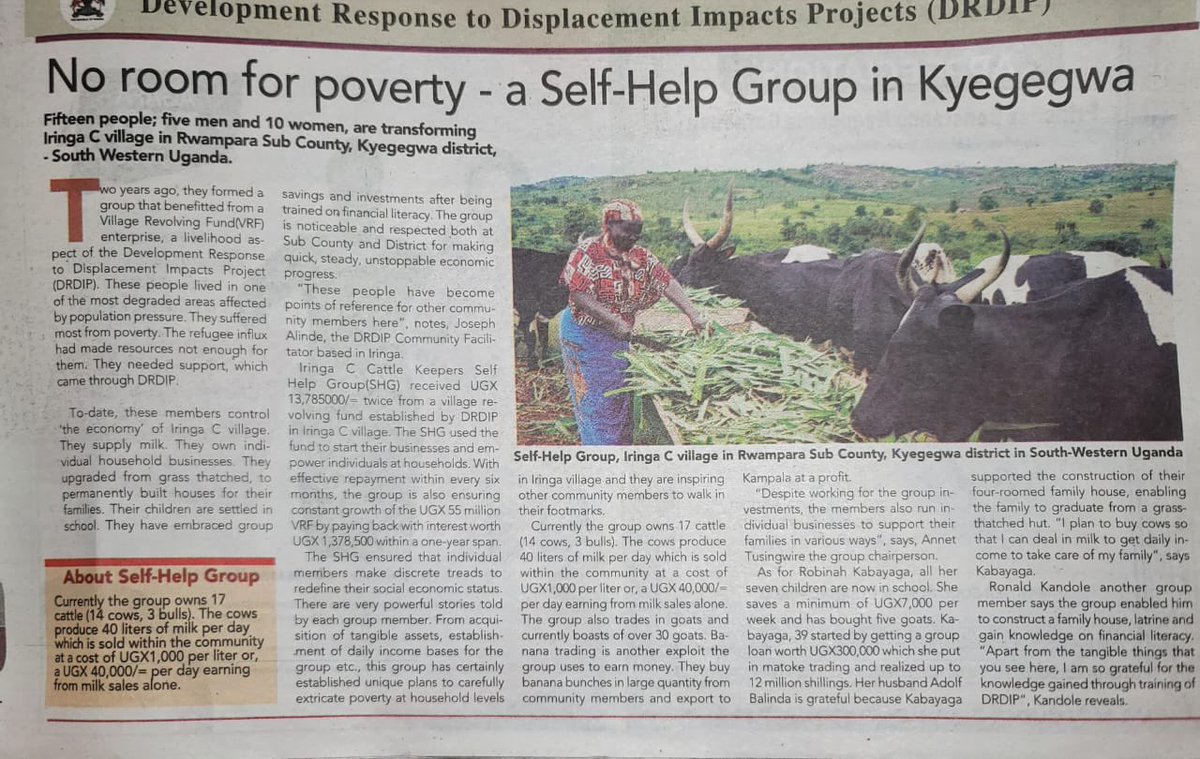 Here’s another story of how our @Drdip_ug project is transforming lives. This is a story of a group that received support from @Drdip_ug. Its members not only now run individual businesses but have also built permanent houses & their children are in school 👍