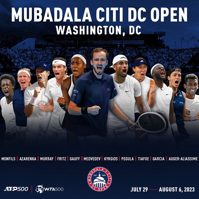 Kyrgios, Medvedev, Fritz, FAA, Pegula, Garcia, Gauff, Kasatkina, Tiafoe, Azarenka, Stephens, Murray, Dimitrov, Monfils & Svitolina Headline Stacked 2023 Mubadala Citi DC Open Preliminary Player Field!