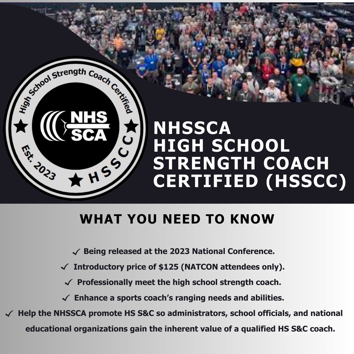 📷 Exciting news! We're debuting the National High School Strength Coach Certification at the NHSSCA National Conference 2023. Take your coaching credentials to the next level and stand out in the field. NHSSCA.us/events
#NATCON2023