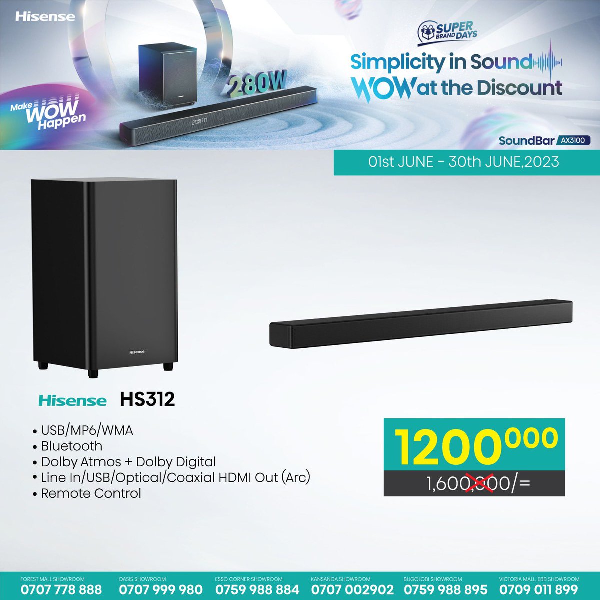Always wanted to get yourself a sound bar?🌚

Well here is your chance, @HisenseUg has greatly discounted them this month! Passby any showroom to get yours today😊

#MakeWowHappen
#SuperBrandDays