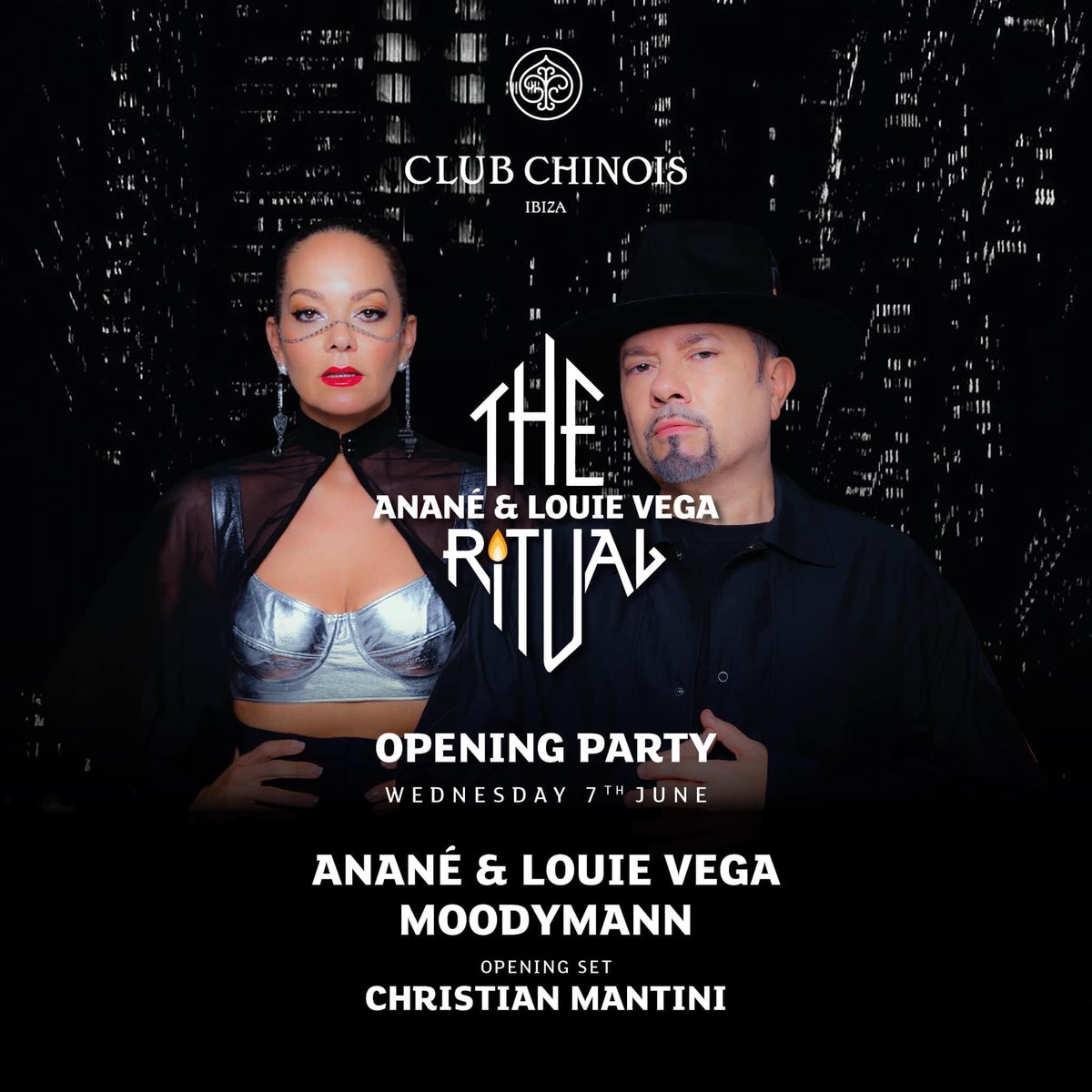 Christian Mantini (@chrismantini) on Twitter photo Tonight is the night The Ritual with Anané & Louie Vega Opening Party at Club Chinois Ibiza w/ <a href="/ananesworld/">Anane ™ Vega</a> & <a href="/LouieVeganyc/">Louie Vega</a> , guest <a href="/Moodymann313/">Moodymann</a> and my opening set. See you soon for a magical night to remember for ever. Tonight is the night The Ritual with Anané & Louie Vega Opening Party at Club Chinois Ibiza w/ <a href="/ananesworld/">Anane ™ Vega</a> & <a href="/LouieVeganyc/">Louie Vega</a> , guest <a href="/Moodymann313/">Moodymann</a> and my opening set. See you soon for a magical night to remember for ever.