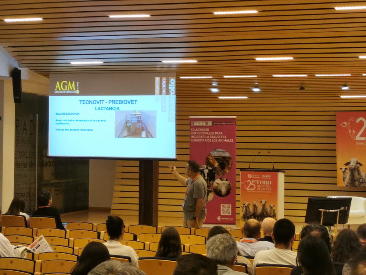 25° Foro Nacional de Ovino 🐑 Agradecemos a todos los que asistieron a la charla 'Efectos de la inclusión de Prebióticos en la lactancia de corderos #TecnovitPrebiovet' presentada por Irene Cabeza (Téc. de Rumiantes I+D #TECNOVIT #FarmFaes) y Alberto García (Dir. de @GranjaAGM)