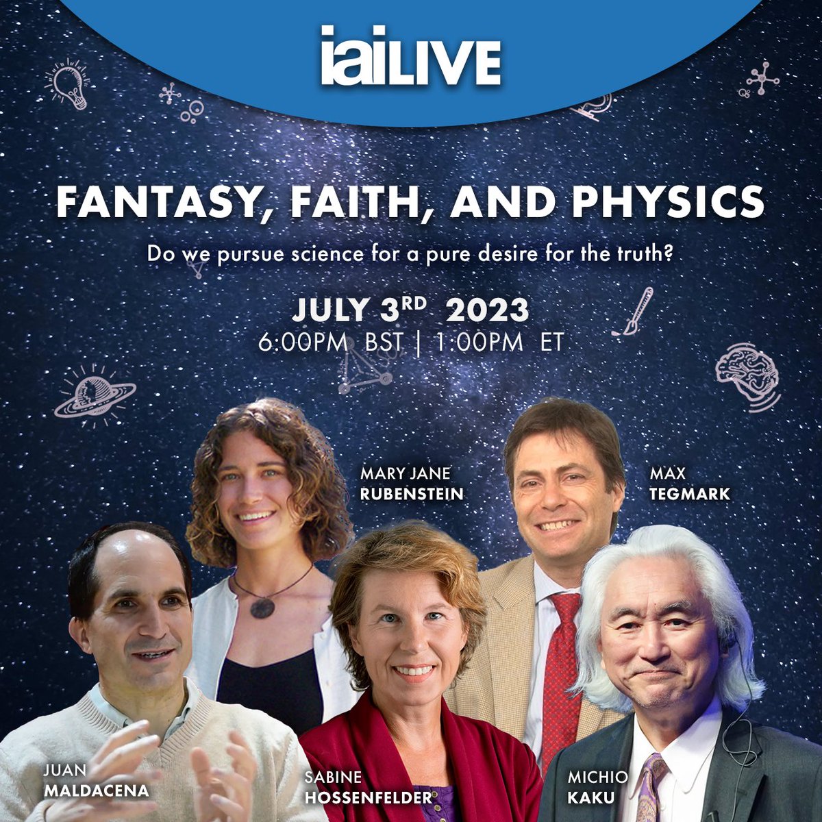 skdh's tweet photo. I'll be on a debate with Michio Kaku @michiokaku, Max Tegmark @tegmark and Juan Maldacena on July 3rd, which should be fun at least for some of the involved people. More here https://t.co/zLhuvom8aG https://t.co/9tVoJv6k4Q
